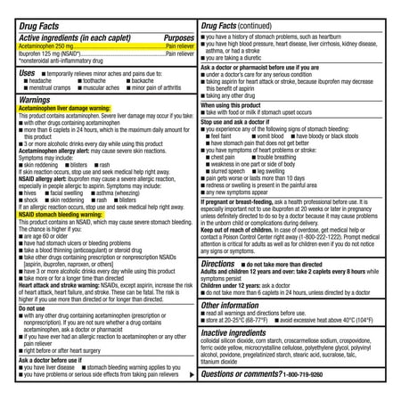 Equate Dual Action IBU/APAP, 72 Count