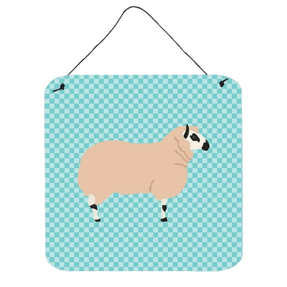 Carolines Treasures BB8153DS66 Kerry Hill Sheep Blue Check Wall or Door Hanging Prints, 6 x 6 in.
