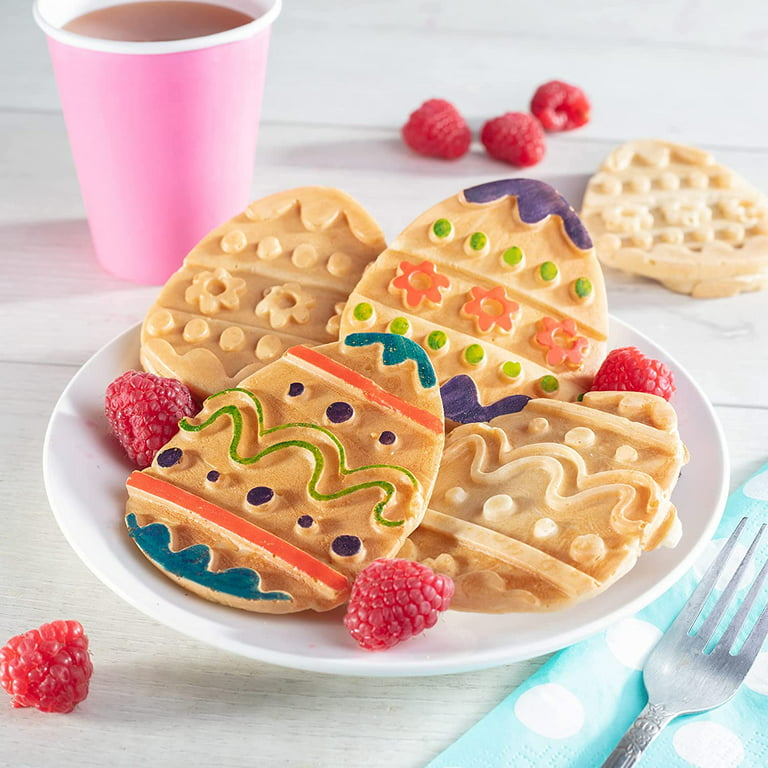 Mini Easter Egg Waffle Maker- Make Holiday Special w Cute Waffler Iron-  Ready to Decorate Set Includes 4 Edible Food Markers w Recipe Guide - Fun  Easter Basket Stuffer, Egg Hunt Surprise