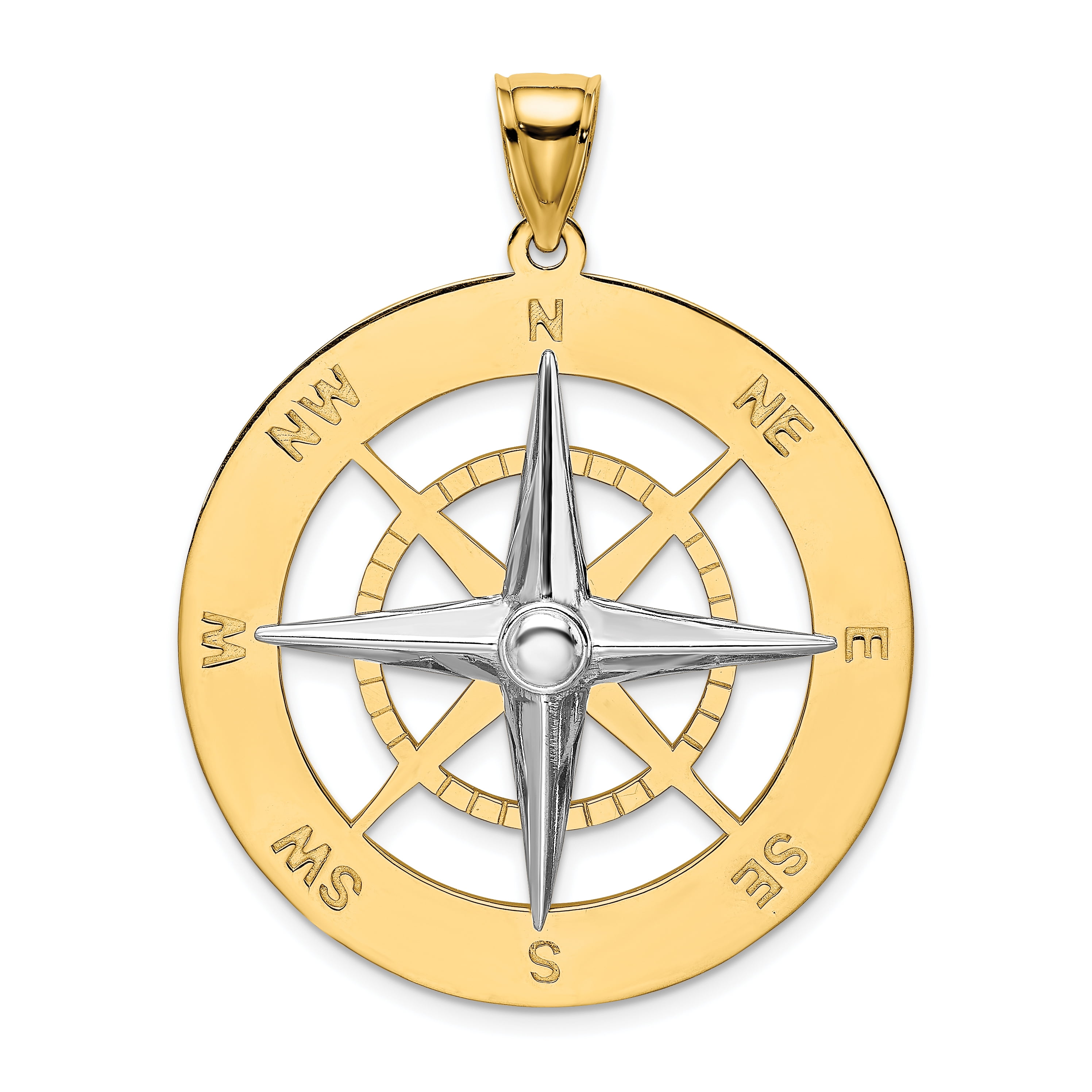 Jewelry Stores Network 14k TwoTone Yellow Gold Nautical Compass