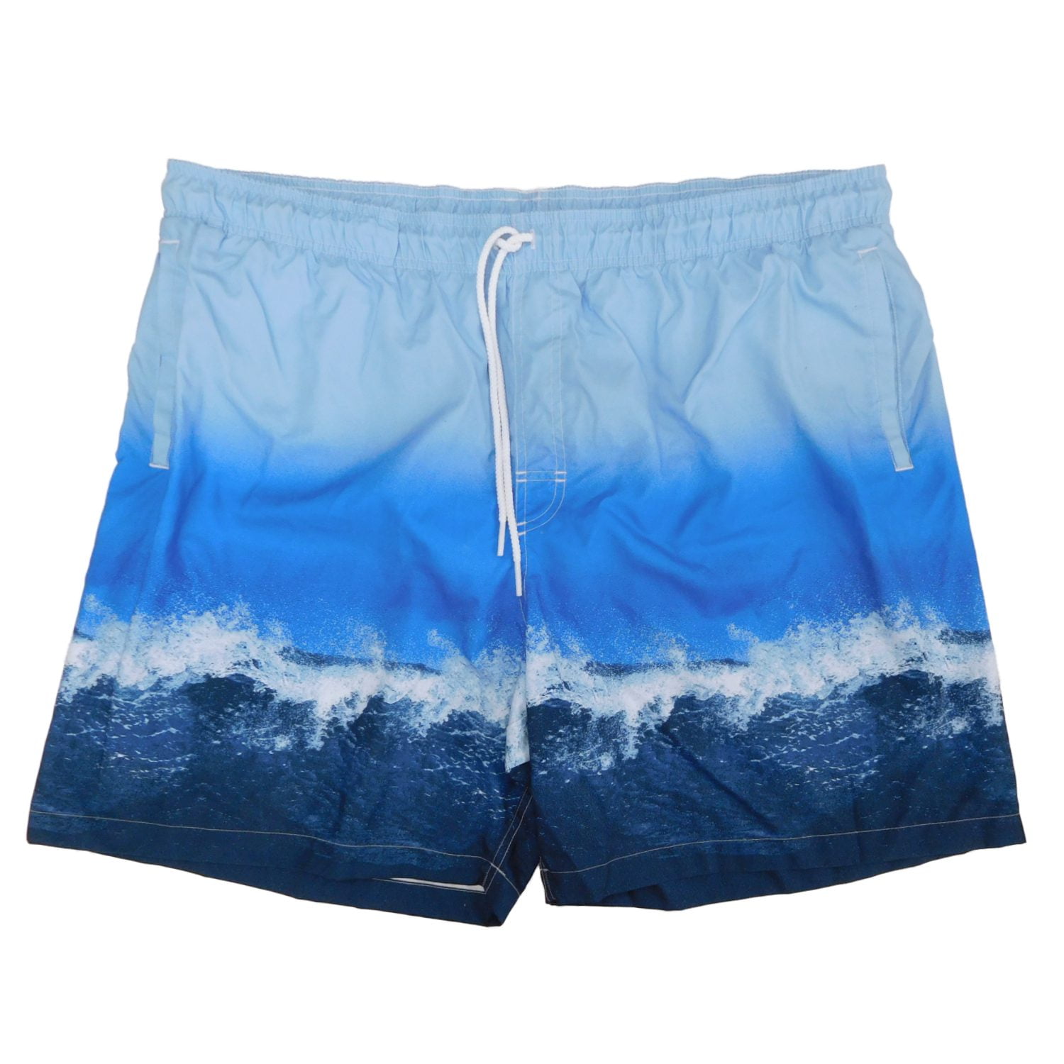 Trader Bay - Big Mens Blue Ocean Waves Board Shorts Swim Trunks ...