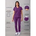 thumbnail image 3 of Adar Addition Go-Basic Scrub Set For Women - Slim V-Neck Scrub Top & Skinny Cargo Scrub Pants - A9200 - Eggplant - 2X, 3 of 7