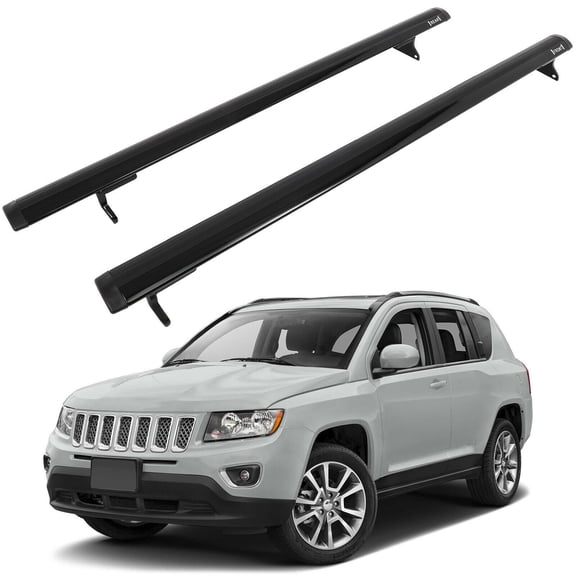 Fits 2011-2016 Jeep Compass Crossbar Roof Rack Cross Bar Black ABS Aluminum Rail