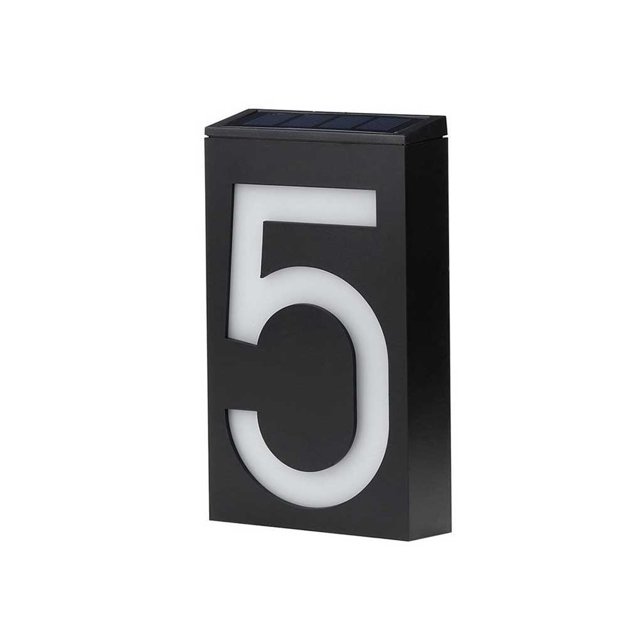 Toystoory Número de placa de puerta solar, luz de señal, lámpara desenchufada de gran tamaño, adornos Led para tienda, placa de placa de casa de noche Iluminación y accesorios Número 5 Toystoory HA072719-06