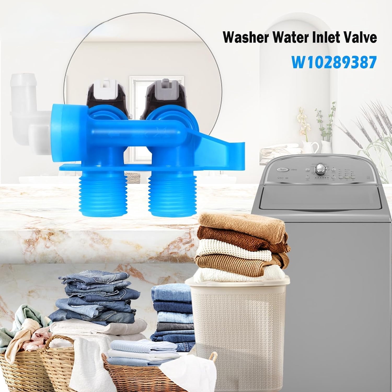 W10289387 Front Load Clothes Washer Water Valve Replaces AP6018779, W10289387, PS11752082, WPW10289387 Compatible with May-tag, Whirl-pool, Ama-na Washer Water Valve WFW9400SW04 WFW9400SZ04