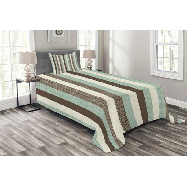 Retro Bedspread Set, Classical Vertical Stripes Fabric Texture Image