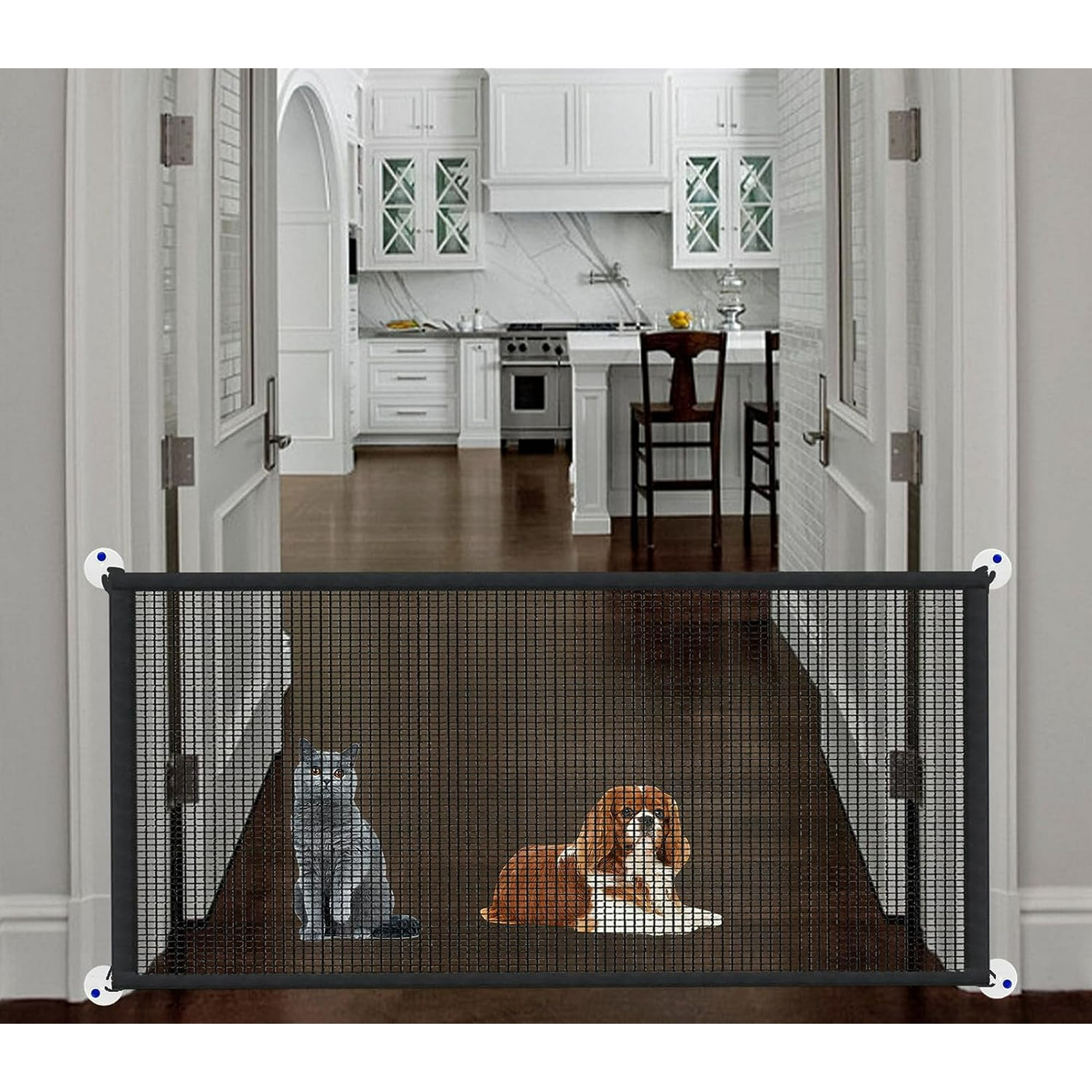 HAHADAXA Magic Pet Gate Gates for The House Portable Extra Wide Dog Gates for Doorways Stairs No Drill Durable Mesh Puppy Dog Gate Safety Fence