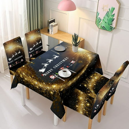 

Christmas Print Tablecloth Rectangle Table Cover Chair Cover Set Holiday Party Home Decor Table Cloth TANGNADE