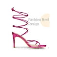 thumbnail image 3 of BLISSFUL STEP Lace Up Slingback Strappy Stiletto Heels Sandals for Women Hot Pink 9, 3 of 5