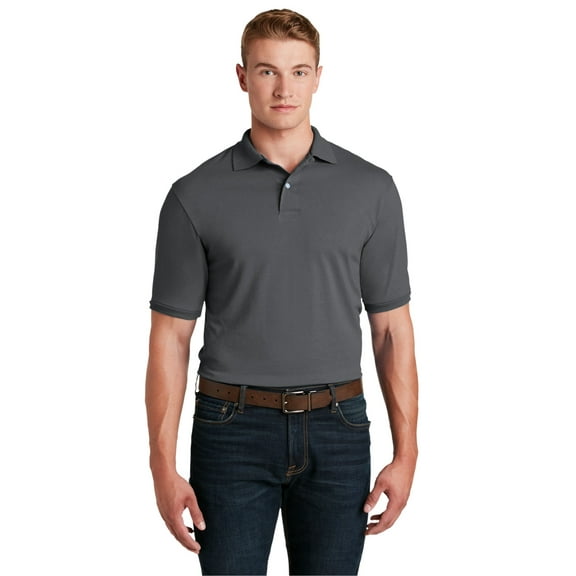 Jerzees Men's 5.6 oz., 50/50 Jersey Polo with SpotShield, Large, Charcoal Grey