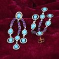 thumbnail image 2 of Natural Turquoise Amethyst,Diamond Gemstone 925 Sterling Silver Earrings, 2 of 3