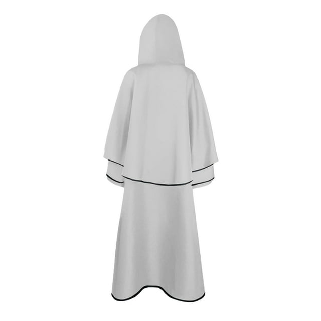 Shengyu Cape Unisexe d'Halloween à Manches Longues à Capuche Effrayante pour Hommes Adultes Cape Robe Cosplay Costume Ambiances Carnaval Robe à Bretelles Blanc TTG