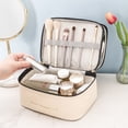 thumbnail image 4 of Bolsa de cosméticos de doble capa, color sólido, PU, transparente, lavable, portátil, INS, moda, impermeable, bolsa de viaje portátil de gran capacidad, bolsa de almacenamiento, 4 of 6
