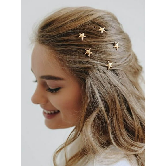 Gold Hair Pins Star Hair Clips Bridal Hair Piece Wedding Hair Accessories for Women and Girls Pack of 5 (Gold)