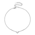 thumbnail image 1 of Tobillera de plata esterlina Silvora para mujeres y hombres cadena de corazón ajustable plata, 1 of 8