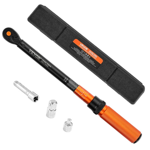 VEVOR Click Torque Wrench, 3/8 Inch Drive, 10-100 lbf-ft / 13.6-135.6 N.m, Dual-direction Torque Wrench with Dual Range Scales,72-tooth,±3% High Precision,with Carrying Case,for Automobile Repair
