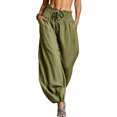 thumbnail image 2 of Womens High Waist Harem Pants Casual Solid Color Loose Fit Baggy Lantern Long Pants with Pockets, 2 of 6