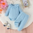 thumbnail image 2 of Baby Girls Casual Outfit Set Long Sleeve Ruffle Blouse and Pant 2PCS Toddler Jumpsuit Soft Playwear Romper, 2 of 4