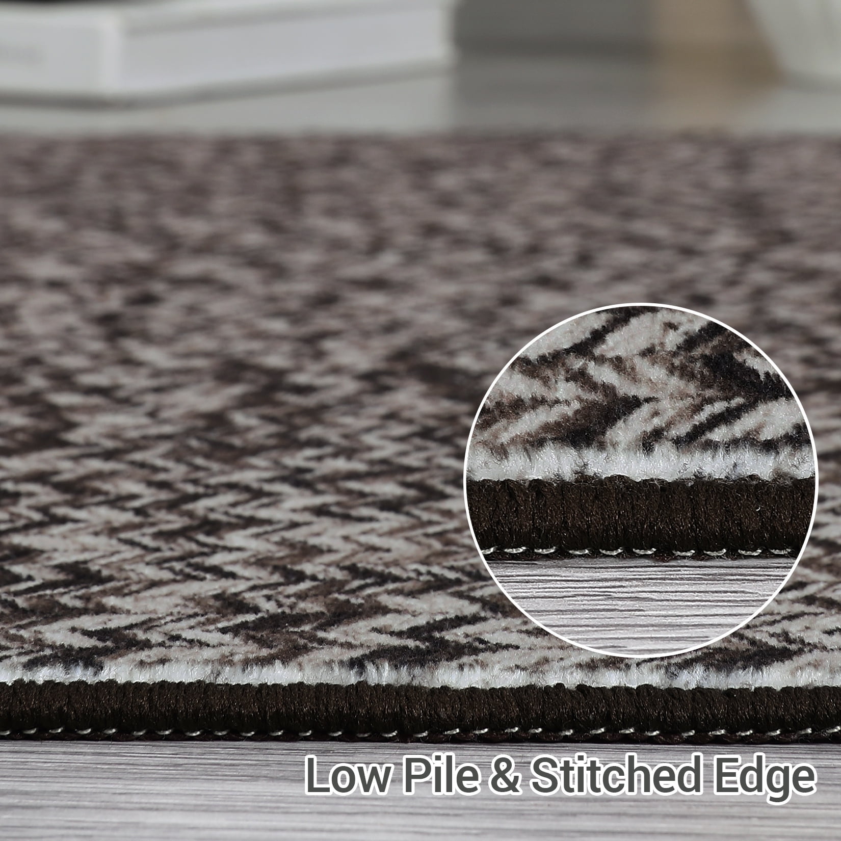 Hasoo Large 10' x 13' Modern Area Rug for Living Room Braided Pattern Soft Indoor Carpet, Gray/Black