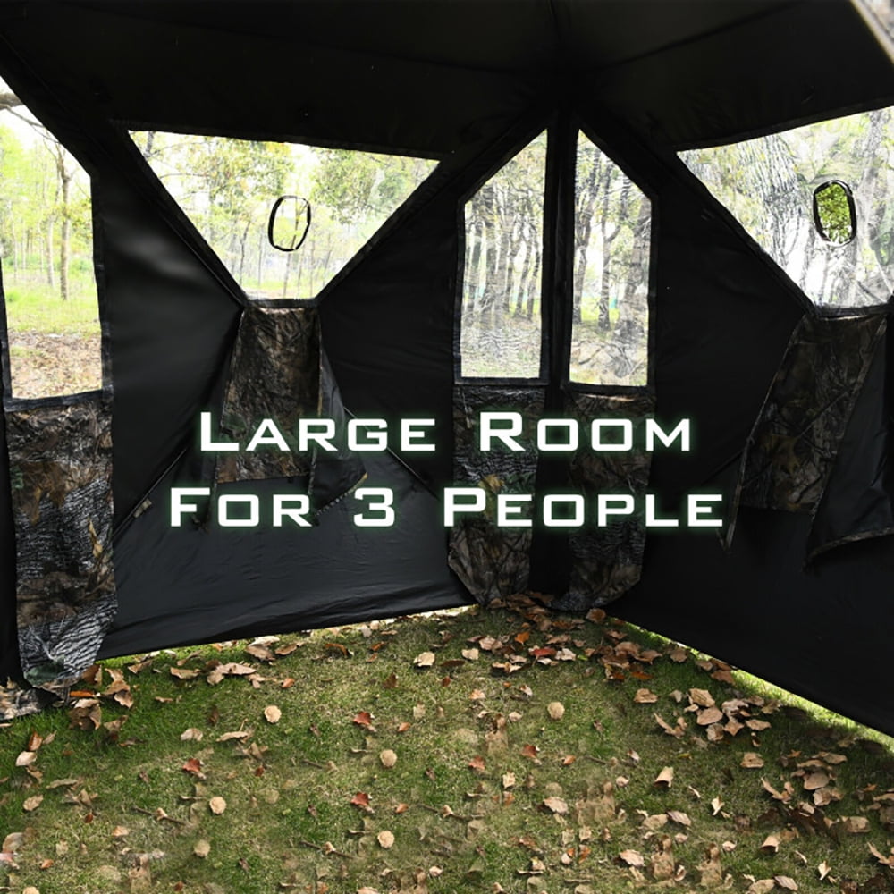 Aimee Lii 3 Person Portable Pop-Up Ground Tent with Gun Ports and Carrying Bag, Outdoor Camping Hiking Tent