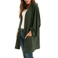 thumbnail image 4 of Grace Karin Women's Open Front Cardigan Oversized Waffle Knit Long Batwing Sleeve Sweaters with Pockets,Army Green, 4 of 7