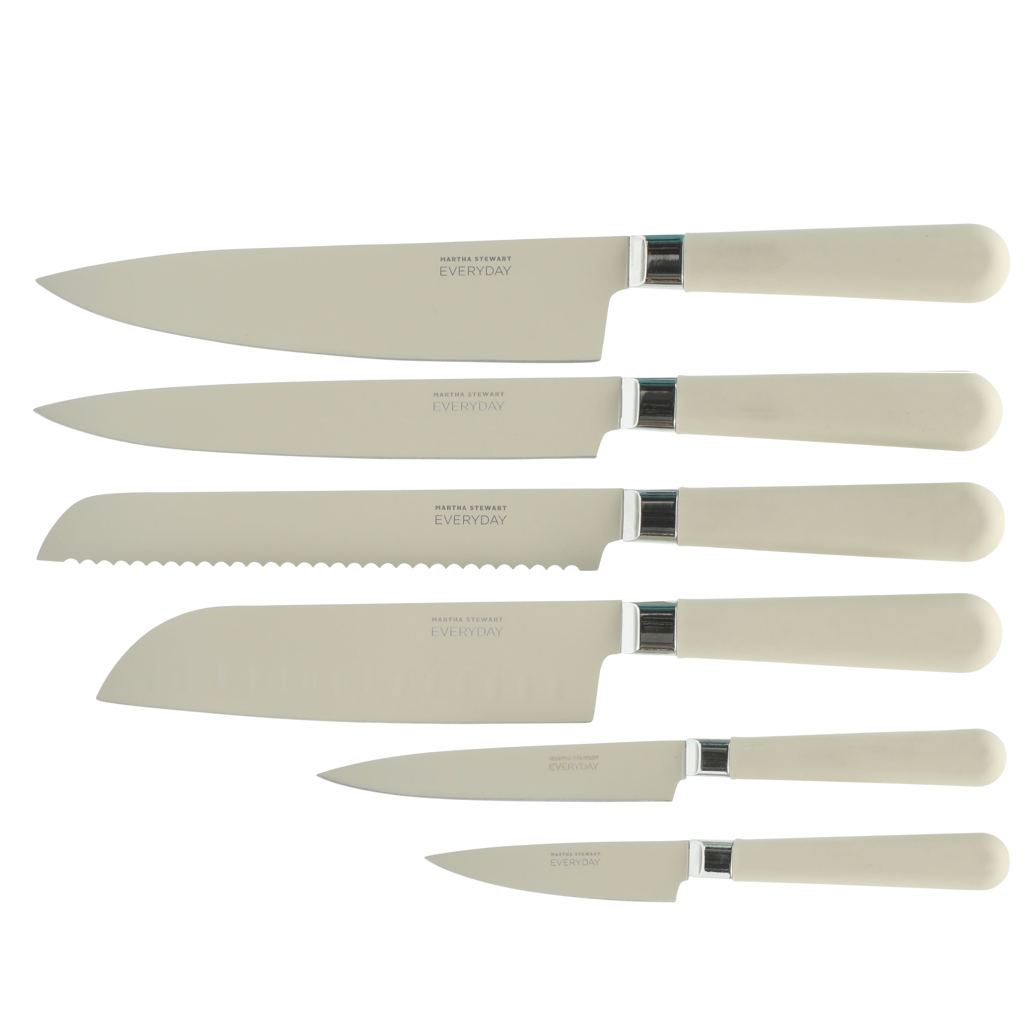 Martha Stewart Everyday Keston 6-Piece Stainless Steel Knife Set with Ergonomic Handles, Grey