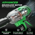 thumbnail image 4 of Tegatok Cordless Brushless Impact Wrench, Impact Gun 1/2 Inch(430N.m), Electric Impact Wrench with 2 Pack 4000 mAH Batteries and Fast Charger, Power Impact Driver for Car Home, 4 of 12