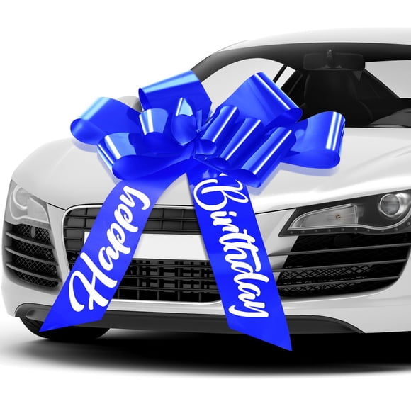 Car Bow Datanly, decoración de cumpleaños grande, impermeable, 30 pulgadas, azul