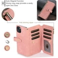 thumbnail image 4 of Case for iPhone 13 iPhone 14 6.1 inch, 9 Card Slots Retro Leather Wallet Shockproof Flip Cover with Hand Strap Card Slots Zipper Pocket Kickstand Handbag Magnetic Closure - Retro Pink, 4 of 15