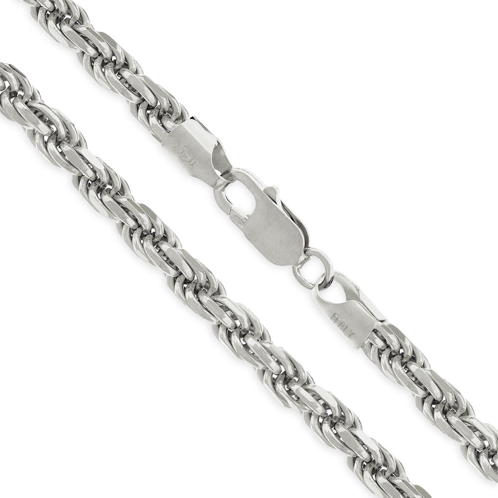 Savlano 925 Sterling Silver 1mm Solid Italian Rope Diamond Cut Twist Link Chain Necklace With Gift Box For Men & Women Made in Italy