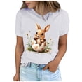 thumbnail image 2 of Tops de Cuello Alto para las Mujeres Amante Impreso Camiseta Cuello Redondo Manga Corta, Poliéster Spandex, 2 of 7