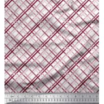 Soimoi Red Georgette Viscose Fabric Diagonal Check Fabric Prints By Yard 44 Inch Wide