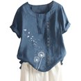 thumbnail image 2 of Sonducket Camisa de manga corta con cuello y botones estampados de de león para mujer Prendas para la parte del cuerpo Azul oscuro 4XL Sonducket AP001990-06, 2 of 5