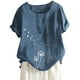 thumbnail image 4 of Qarigey Camisa de manga corta con cuello y botones estampados de de león para mujer Prendas para la parte del cuerpo Azul oscuro M Qarigey AP001990-01, 4 of 5