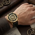 thumbnail image 6 of BERNY Mens Skeleton Automatic Watch, Luxury Fashion Self Winding Mechanical Watch with Leather Strap, Exhibition Caseback, Sapphire Crystal, Luminous 50M Waterproof Watches for Mens Gifts (Gold), 6 of 13