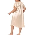 thumbnail image 3 of Agnes Orinda Women's Plus Size Satin Silk Nightgown Pleated Loose Sleepwear Nightshirt Sleep Dresses 1X Champagne, 3 of 5