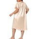 thumbnail image 3 of Vestido de dormir suelto plisado de satén de seda para mujer de tallas grandes Agnes Orinda 3X Champagne, 3 of 6