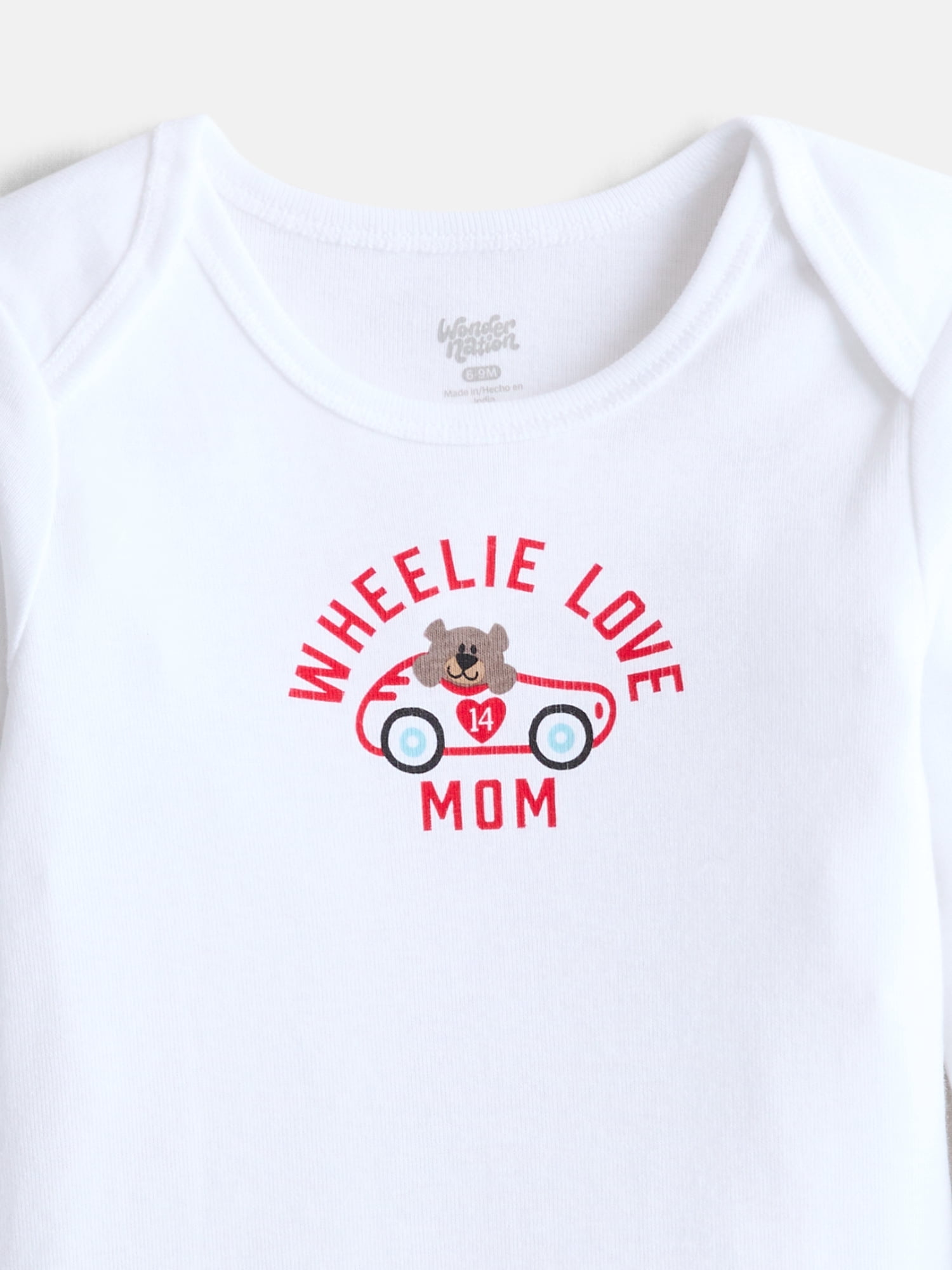 Wonder Nation Baby Boys Graphic Cotton Bodysuit with Long Sleeves, Sizes 0M-24M