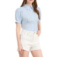 thumbnail image 5 of Allegra K Women's Puff Sleeve Point Collar Button Down Essential Office Shirt, 5 of 6