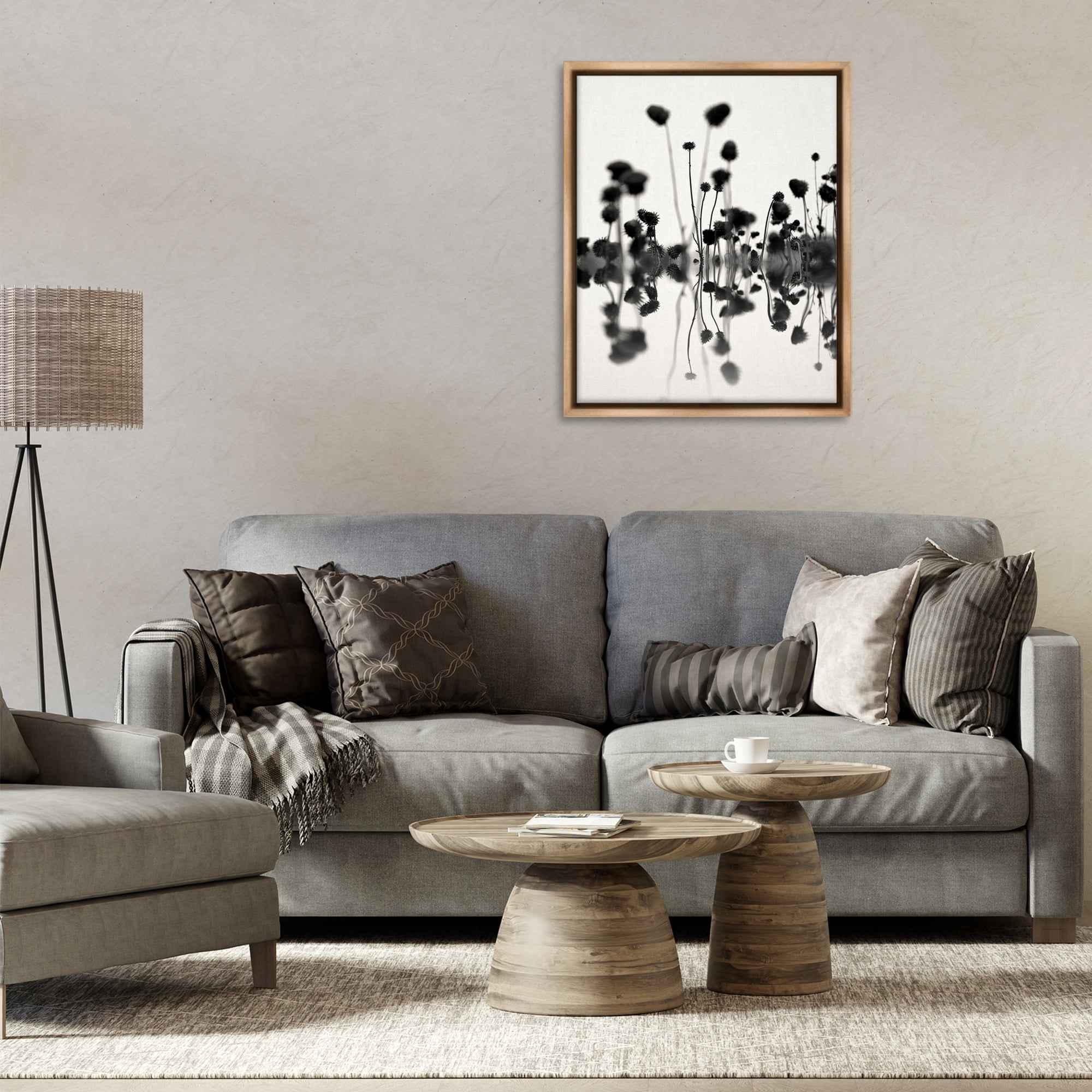 Stupell Industries Abstract Botanical Sprigs Botanical & Floral Painting Brown Floater Framed Art Print Wall Art, 25 x 31