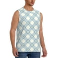 thumbnail image 2 of Uemuo Daisy Plaid Blue Pattern Men's Sleeveless T-Shirt,Muscle Athletic Tank Top, Moisture-wicking Quick-dry Breathable Classic Tee Top for Gym Run Outdoor Sports-X-Large, 2 of 8