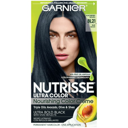 Garnier Nutrisse Ultra Color Nourishing Hair Color Creme, BL21 Blue Black, 1 kit