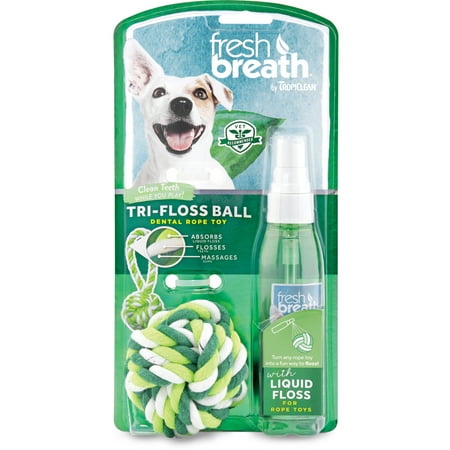 Fresh Breath by TropiClean Tri-Floss Ball with Liquid Floss, 4 Oz