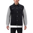 thumbnail image 3 of Men's Two Tone Jean And Grey Jersey with Removable Hood Denim Trucker Jacket (Black, S), 3 of 4