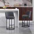 thumbnail image 3 of S-HOME Modern Linen Fabric Counter Height Bar Stools Set of 2 with Backrest and Footrest for Dining Experience, Gray, 3 of 19