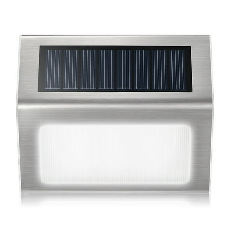 

2 PCS 3 LED Stainless Steel Solar Lights Wall Light Outdoor Street Lamp Sensor Light for Garden Courtyard Patio Pathway (Silver)