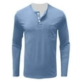 thumbnail image 4 of BADHUB Men's Henley Shirts Casual Long Sleeve Button Classic T-Shirt with Pocket Light Blue S, 4 of 6