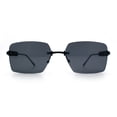 thumbnail image 5 of Luxury Rimless Rectangle Metal Pyramid Stud Jewel Arm Metal Rim Sunglasses All Black, 5 of 8