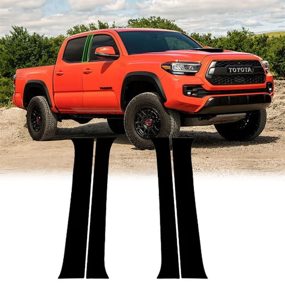 For 2016-2023 Toyota Tacoma 4Pcs Glossy Black Pillar Posts Door Side Window Covers Trim