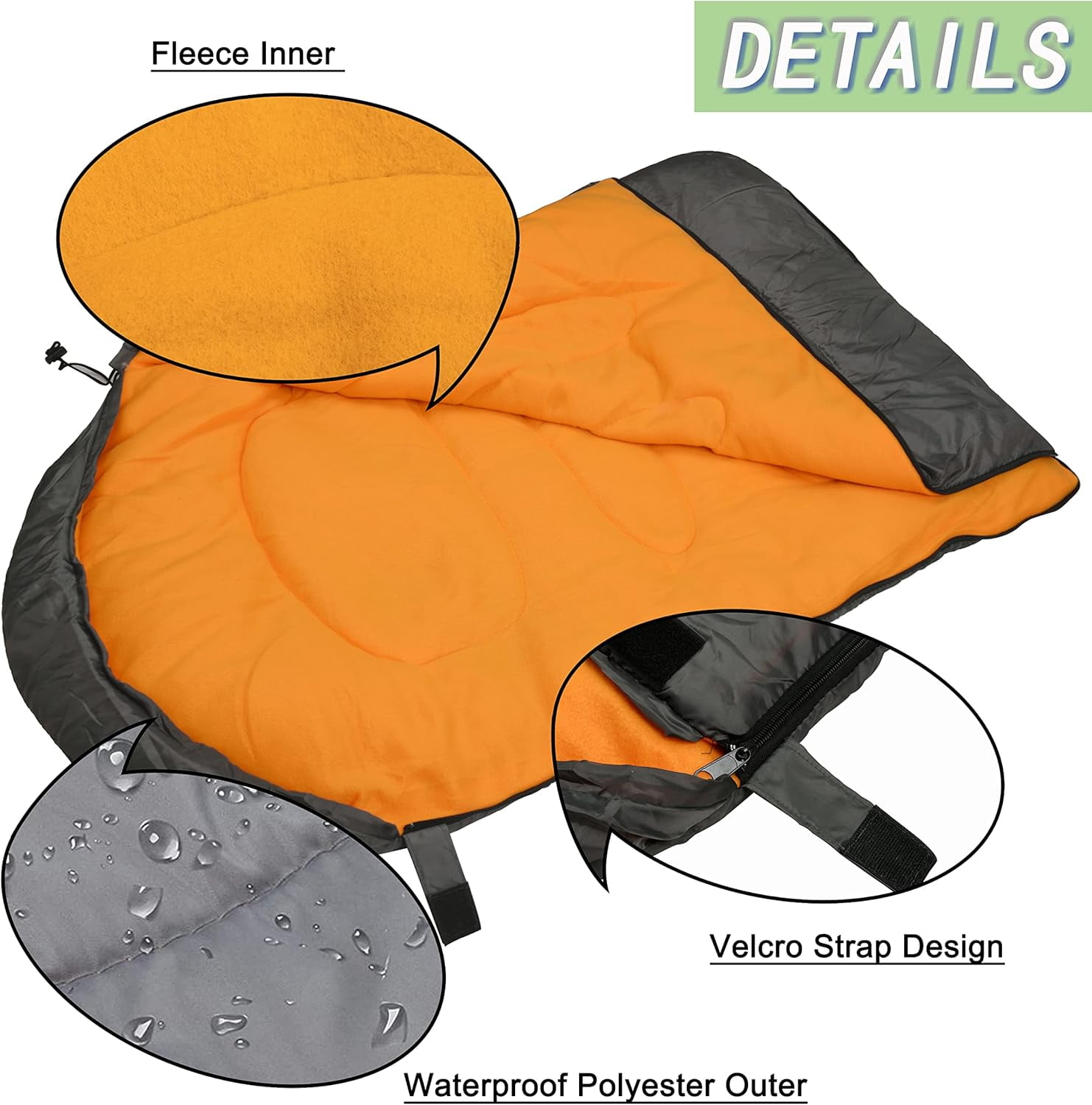 OROOTL  Dog Sleeping Bag, Portable Travel Dog Bed Ultra Soft Waterproof Pet Bed with Storage Bag Warm Packable Dog Bed for Camping Hiking Backpacking(Orange)